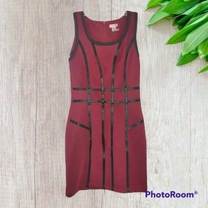 Body Central Burgundy Bodycon Sleeveless Mini Dress Zip Back Sexy Size Medium